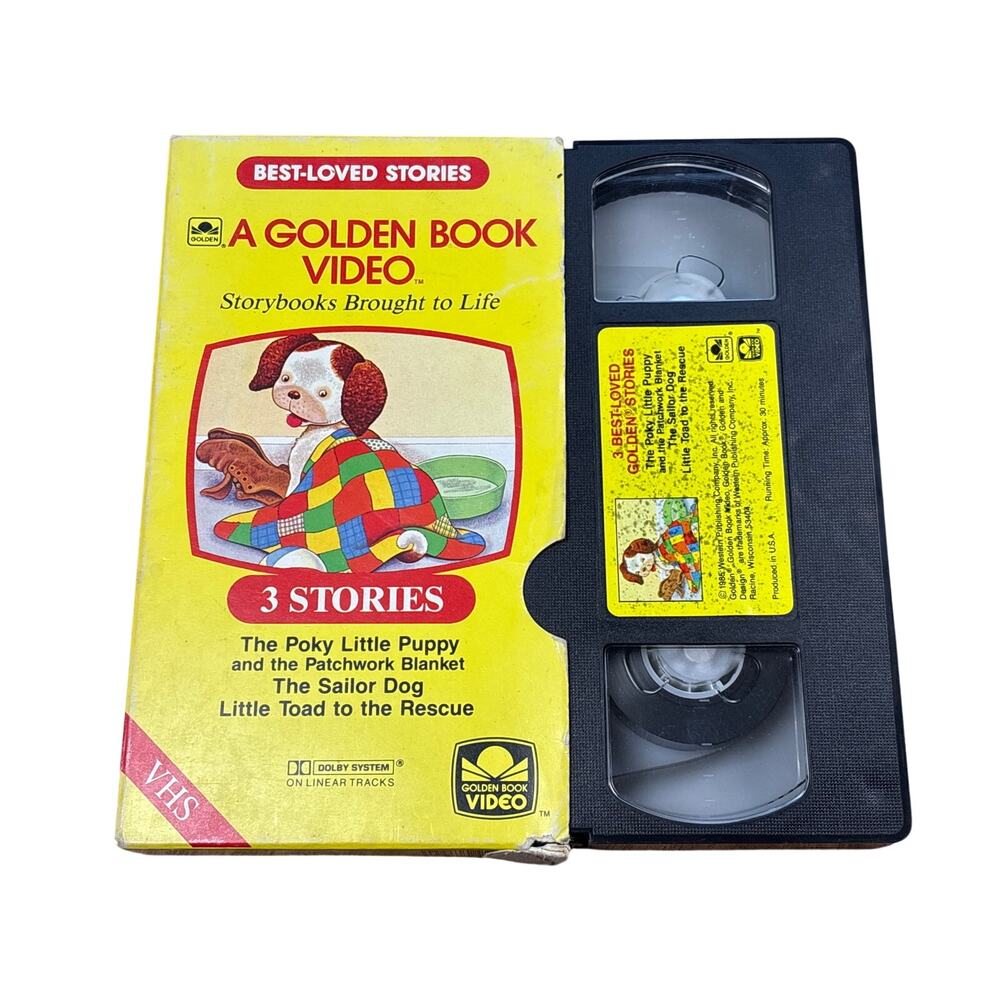 A Golden Book Video, 3 Stories, The Pokey Little Puppy , the sailor dog VHS 1985